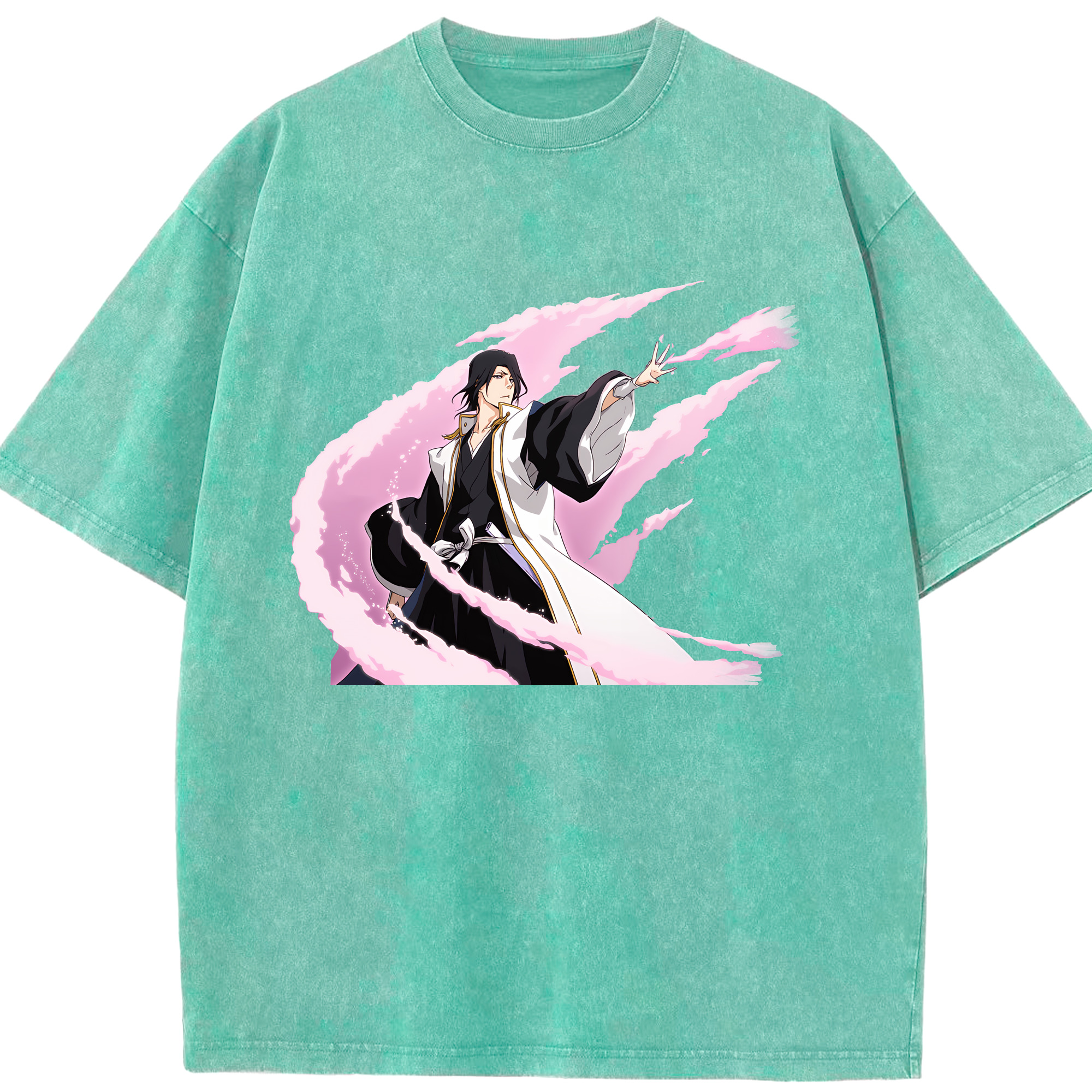 （画像用） ブリーチ くちき びゃくや BLEACH Kuchiki Byakuya 綿100% ヴィンテージ風 半袖Tシャツ（フロントプリント）